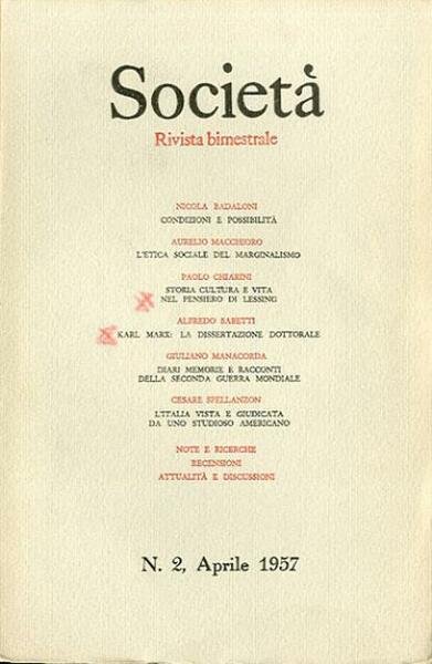 Società, rivista bimestrale, n. 2 (aprile 1957).