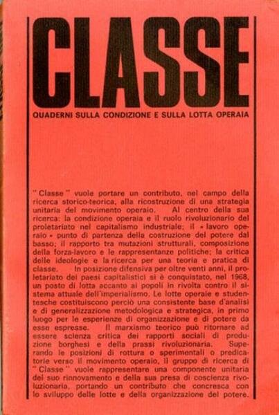 Classe : quaderni sulla condizione e sulla lotta operaia (nn. …