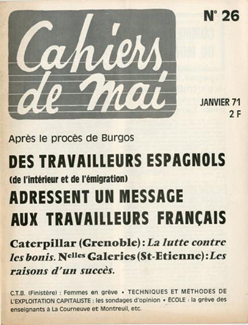 Cahiers de mai (annata completa 1971). documents, études, débats pour …