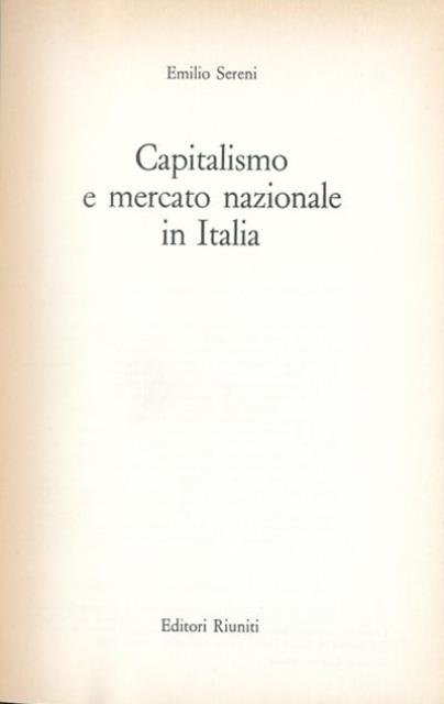 Capitalismo e mercato nazionale in Italia.