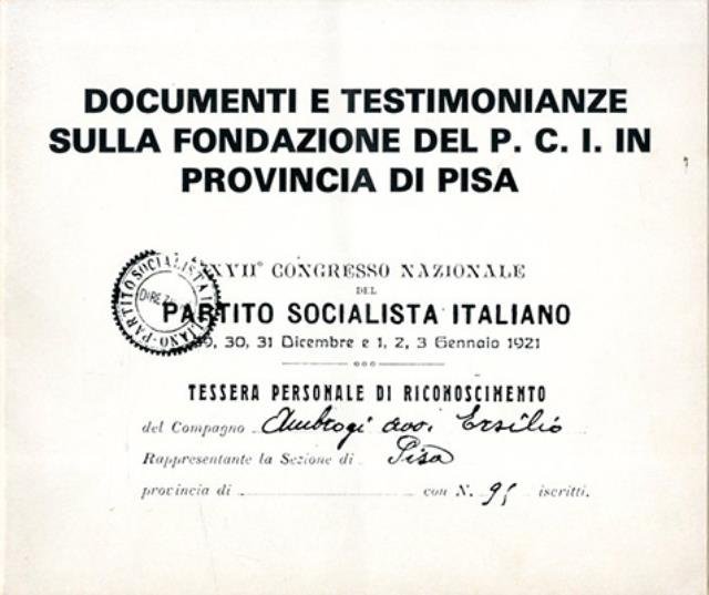 Documenti e testimonianze sulla fondazione del P.C.I. in provincia di …