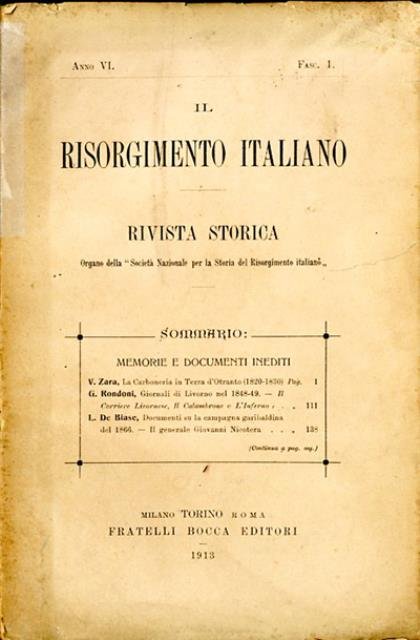 Il Risorgimento italiano : rivista storica. A. 6 (1913), nn. …