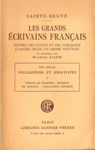 Les grands écrivains français. Études des Lundis et des Portraits, …