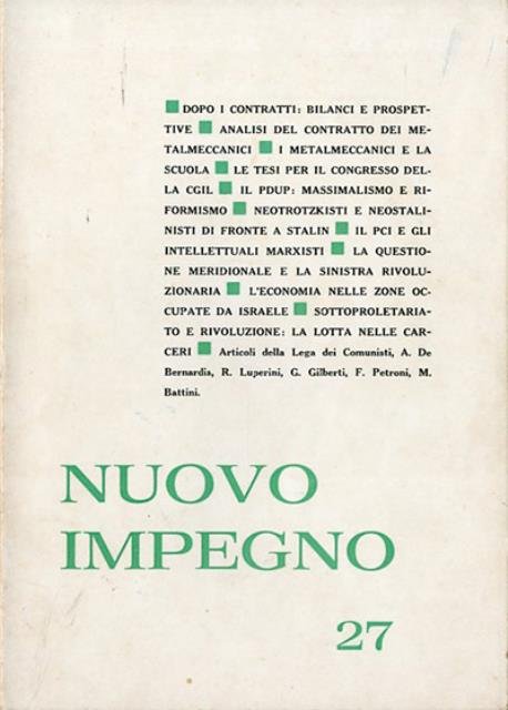 Nuovo impegno, rivista trimestrale, a. 8, n. 27 (mag. 1973).