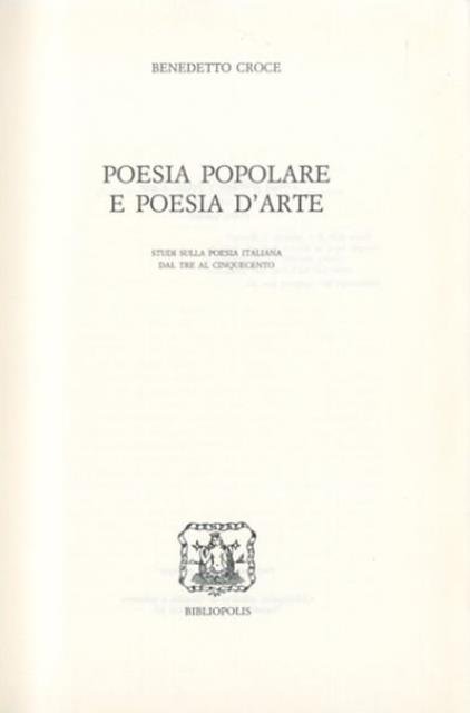 Poesia popolare e poesia d'arte.
