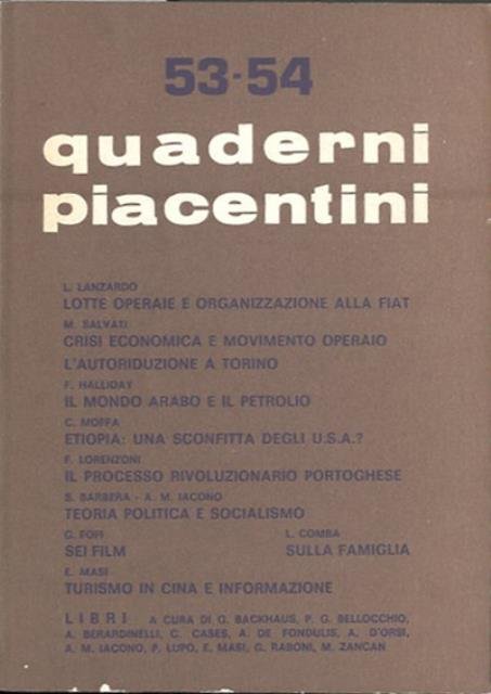 Quaderni piacentini. A. 13, n. 53-54, dicembre 1974.