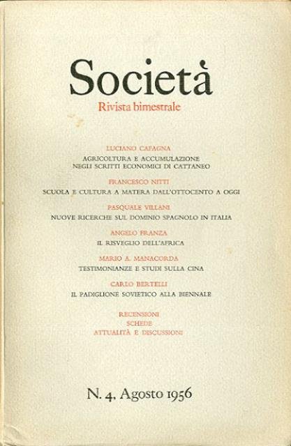 Società, rivista bimestrale, n. 4 (agosto 1956).