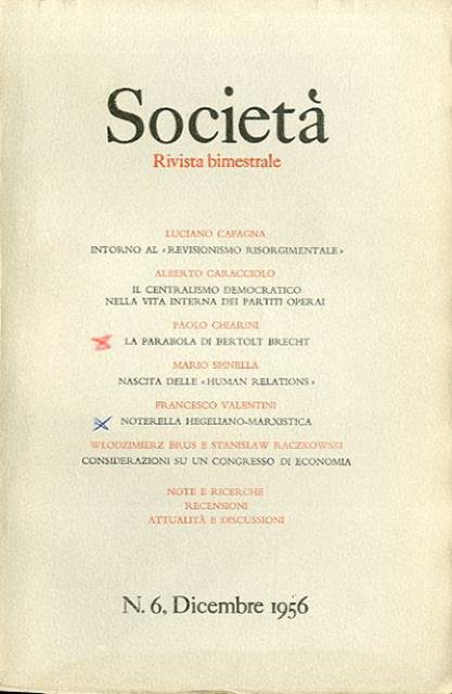 Società, rivista bimestrale, n. 6 (dicembre 1956).
