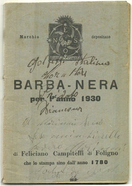 BARBA - NERA per l'anno 1930 di Feliciano Campitelli che …