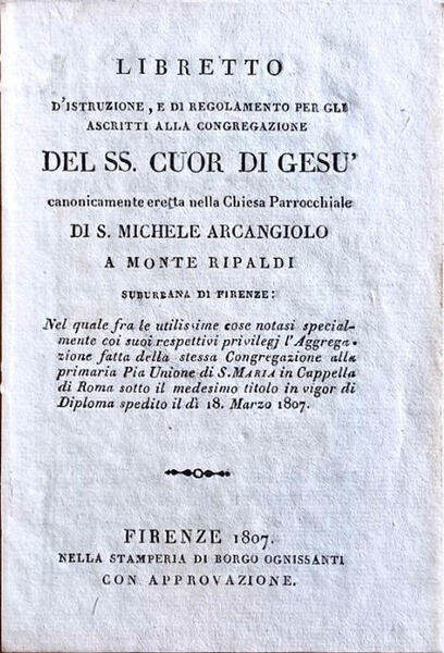 Libretto d'istruzione, e di regolamento per gli ascritti alla congregazione …