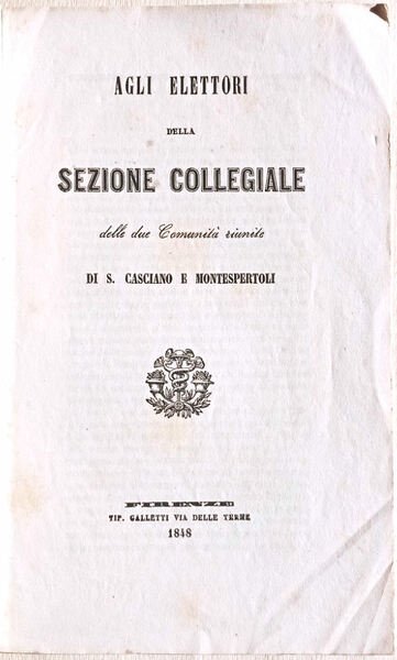 Agli elettori della Sezione collegiale delle due Comunità riunite di …