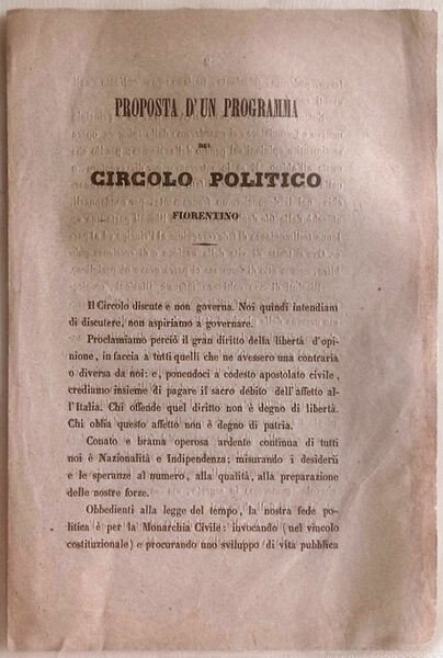 Proposta d'un programma del Circolo politico fiorentino.