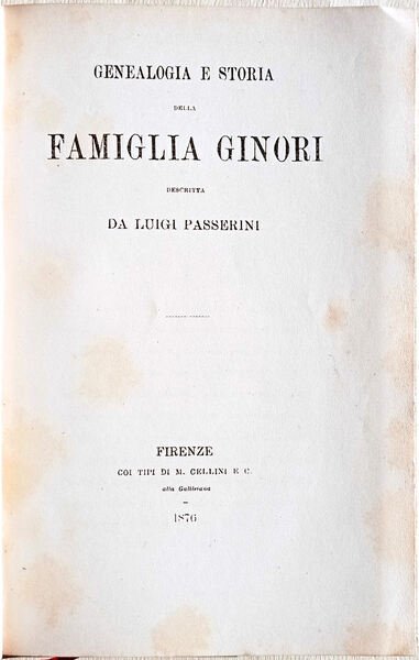 Genealogia e storia della famiglia Ginori. | Immagine principale
