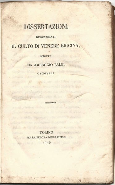 Dissertazioni risguardanti il culto di Venere ericina.