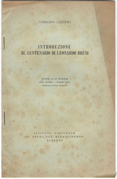 Introduzione al centanario di Leonardo Bruni.