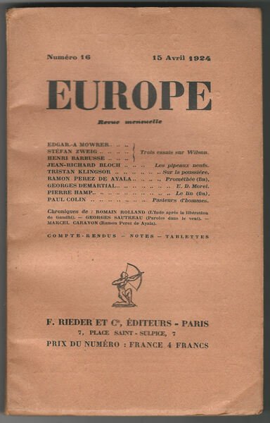 EUROPE. Revue mensuelle.