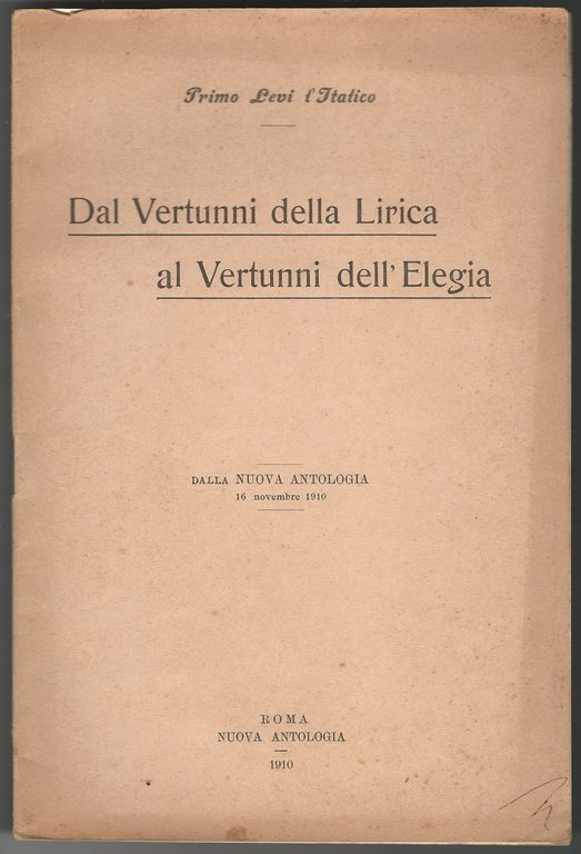 Dal Vertunni della Lirica al Vertunni dell'Elegia.