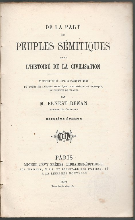 De la part des peuples sémitiques dans l'histoire de la …