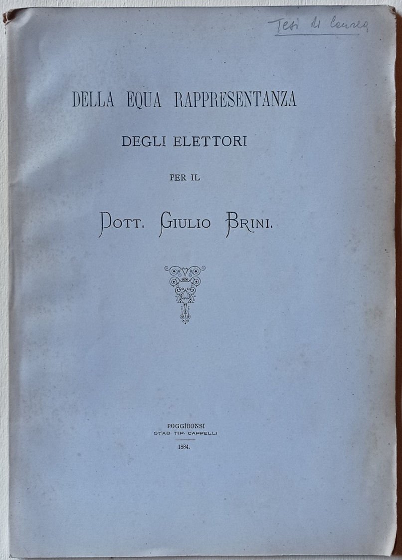 Della equa rappresentanza degli elettori per il dott. Giulio Brini.