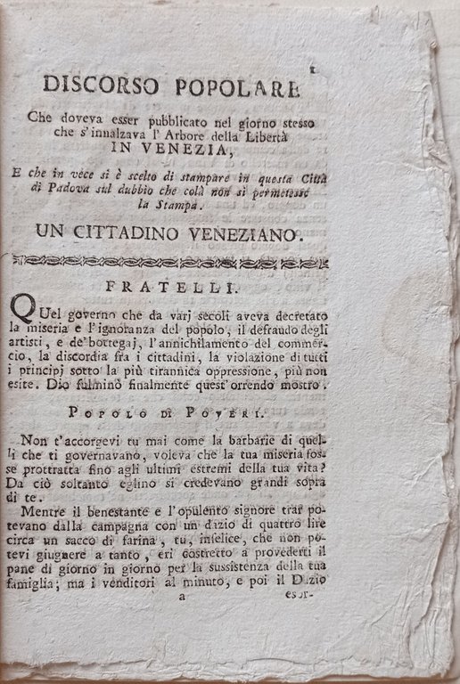Discorso popolare che doveva esser pubblicato nel giorno stesso che …