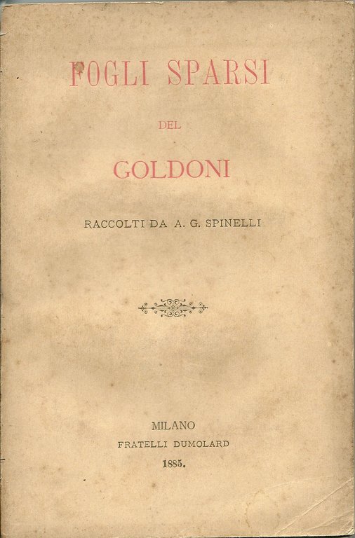 Fogli sparsi del Goldoni.