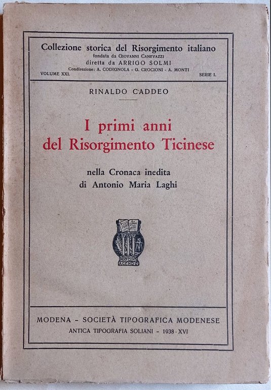 I primi anni del Risorgimento Ticinese nella Cronaca inedita di …