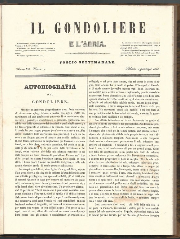 IL GONDOLIERE E L'ADRIA.