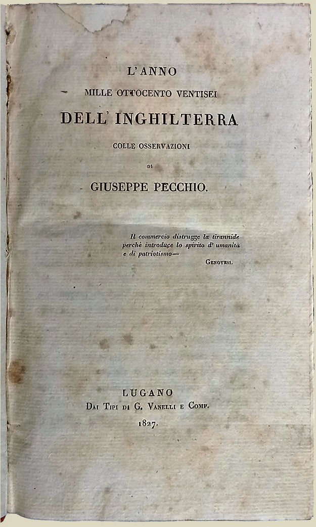 L'anno mille ottocento ventisei dell'Inghilterra. Colle osservazioni.