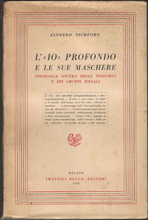 L'io profondo e le sue maschere. Psicologia oscura degli individui …