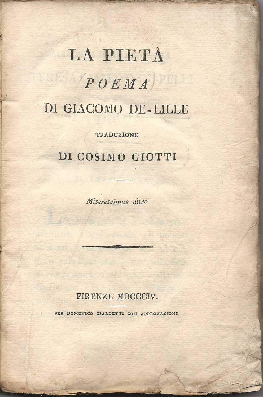 La pietà. Poema di Giacomo De-Lille.