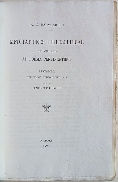 Meditationes philosophicae. De nonnullis ad poema pertinentibus.