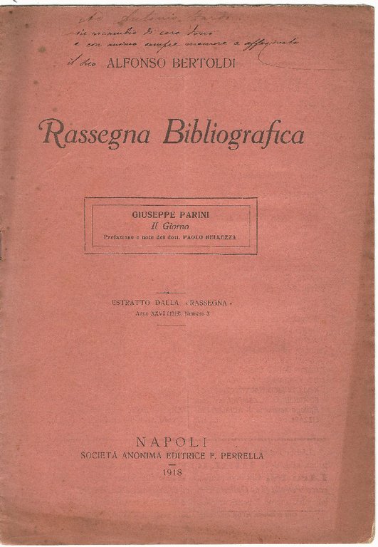 Rassegna bibliografica. Giuseppe Parini, Il giorno.