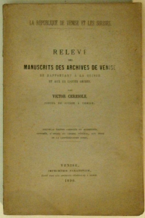 Relevé des manscrits des archives de Venise se rapportant à …