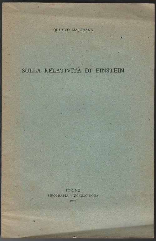 Sulla relatività di Einstein.