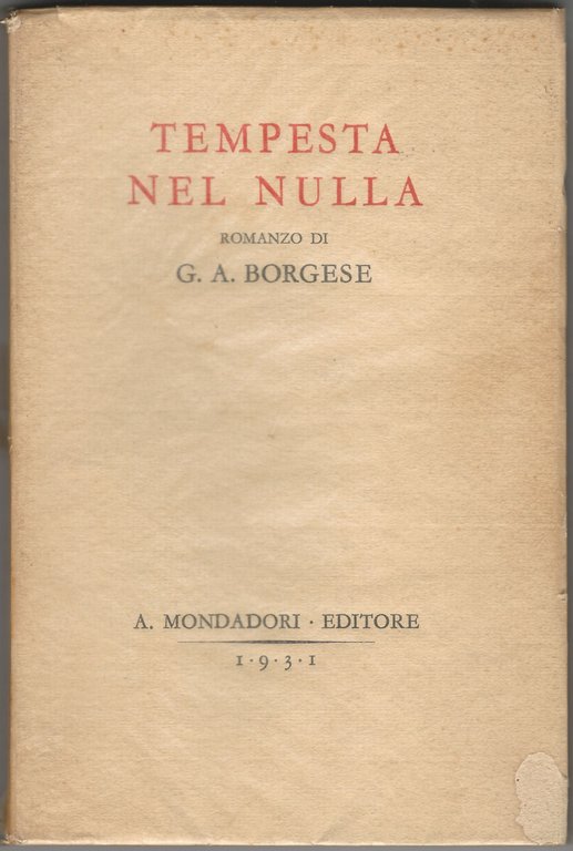 Tempesta nel nulla. Romanzo.