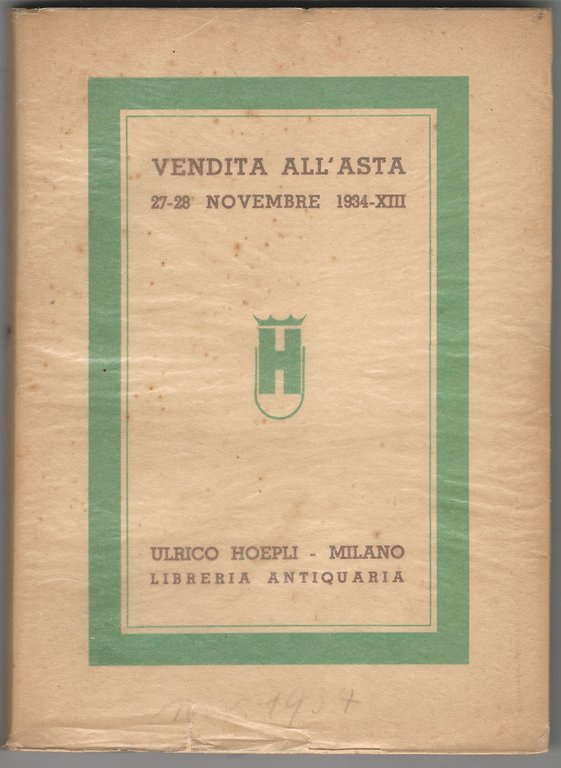 Vendita all'asta 27-28 novembre 1934. Libri antichi e moderni di …