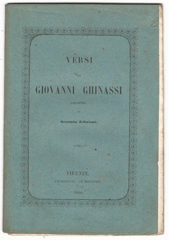 Versi di Giovanni Ghinassi faentino.