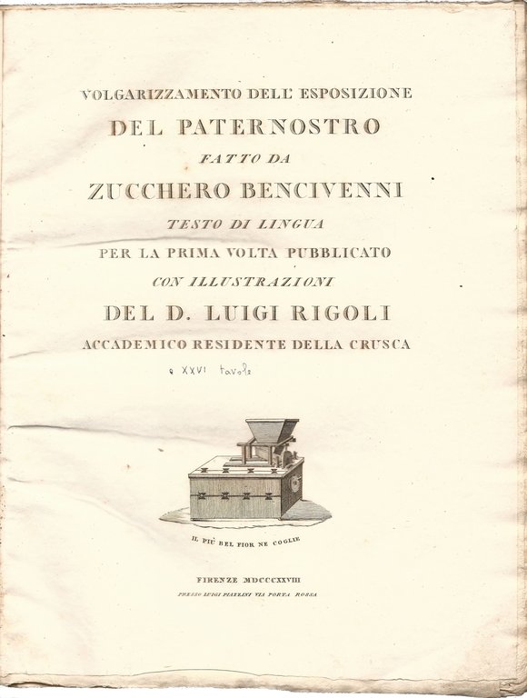 Volgarizzamento dell'Esposizione del Paternostro. Testo di lingua per la prima …