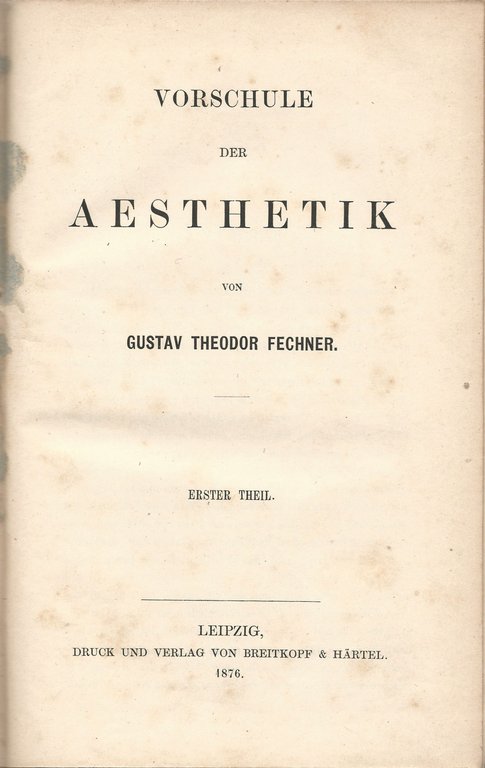 Vorschule der Aesthetik [.] Erster Theil [- zweiter Theil].