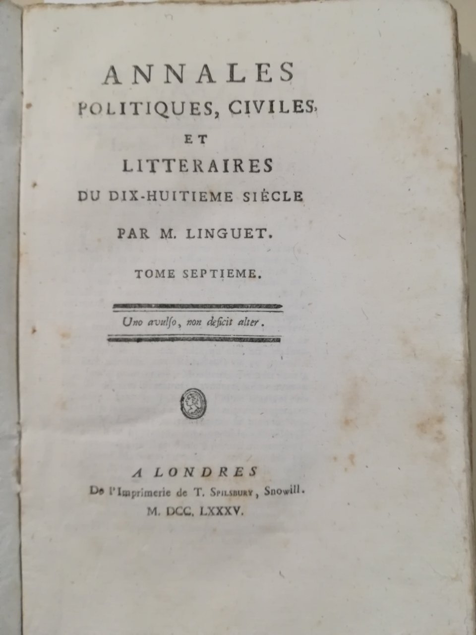 Annales politiques, civiles et litteraires du dix-huitième siècle par M. … | Immagine principale