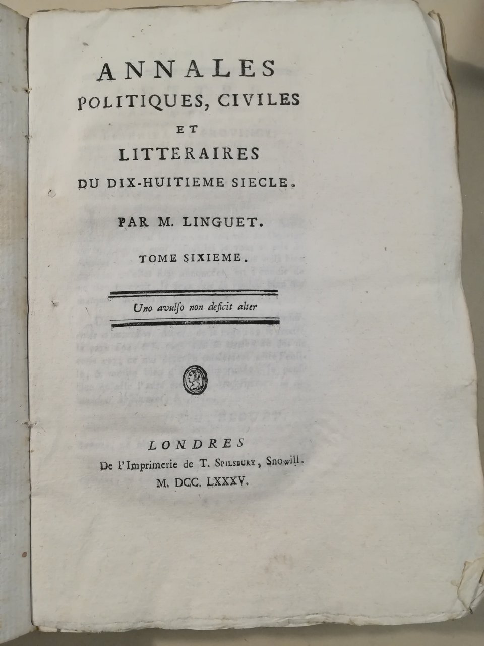 Annales politiques, civiles et litteraires du dix-huitième siecle par M. … | Immagine principale