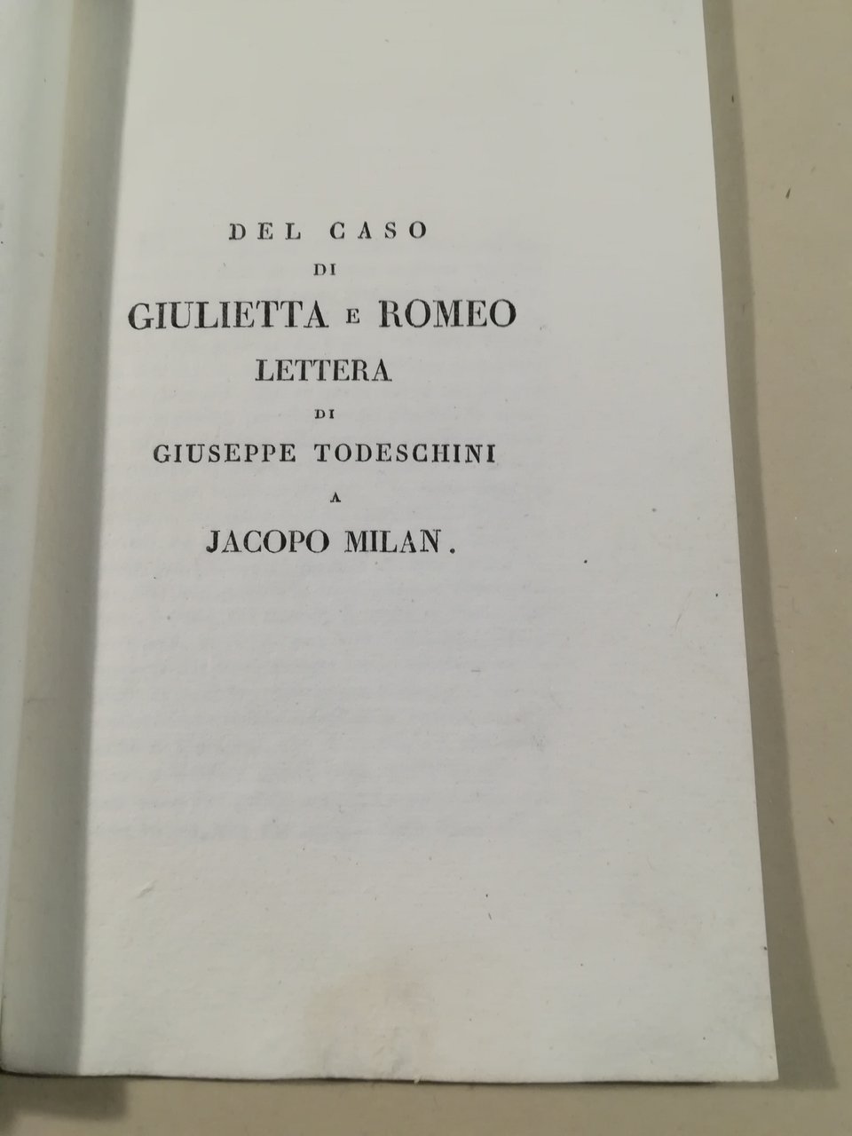 Del caso di Giulietta e Romeo, lettera di Giuseppe Todeschini … | Immagine principale