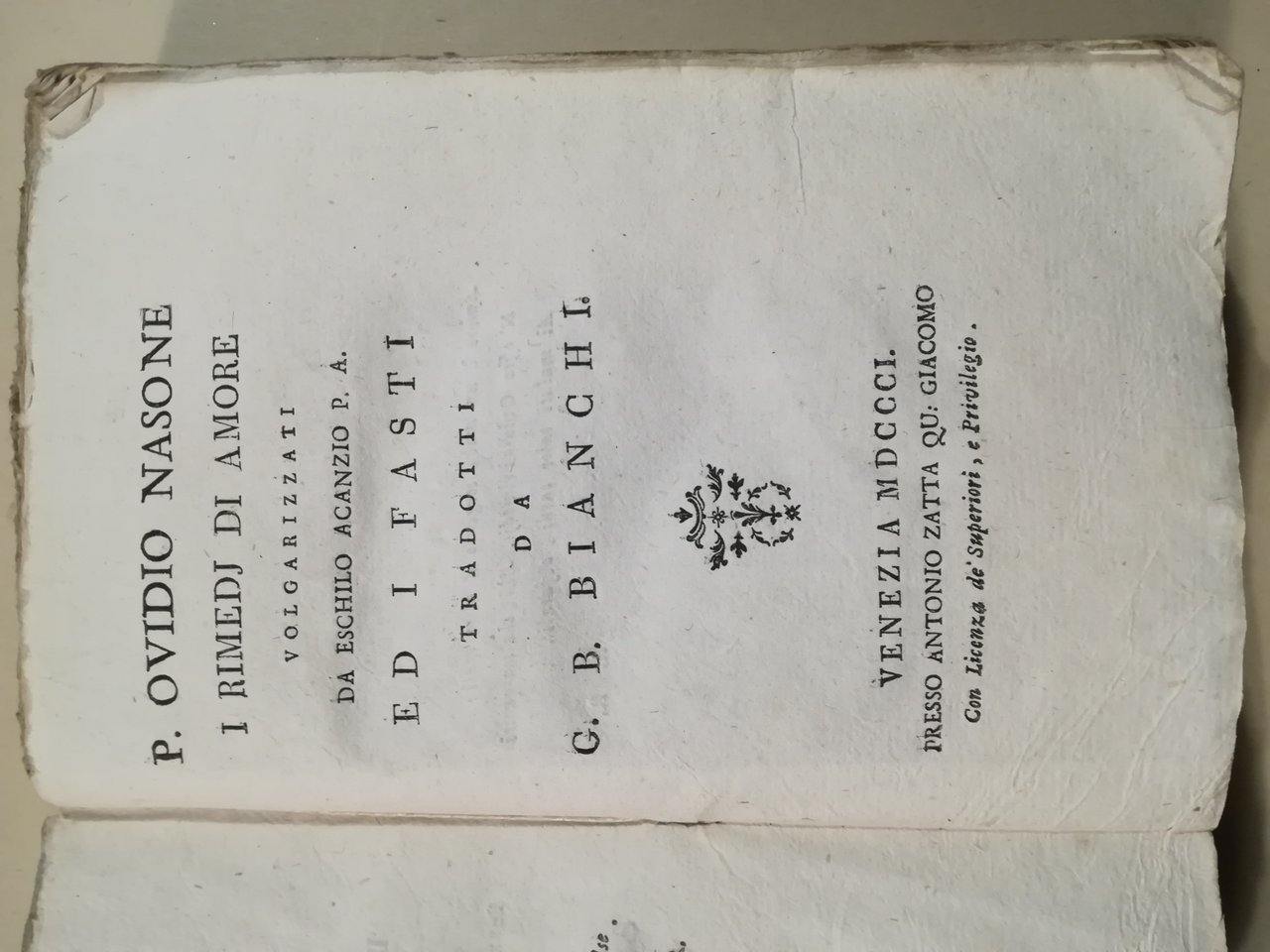 I rimedi d'amore volgarizzati da Eschilo Acanzio P. A. ed … | Immagine principale
