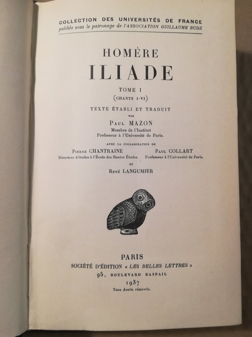 Iliade Tome I - IV. Texte établi et traduit par … | Immagine principale