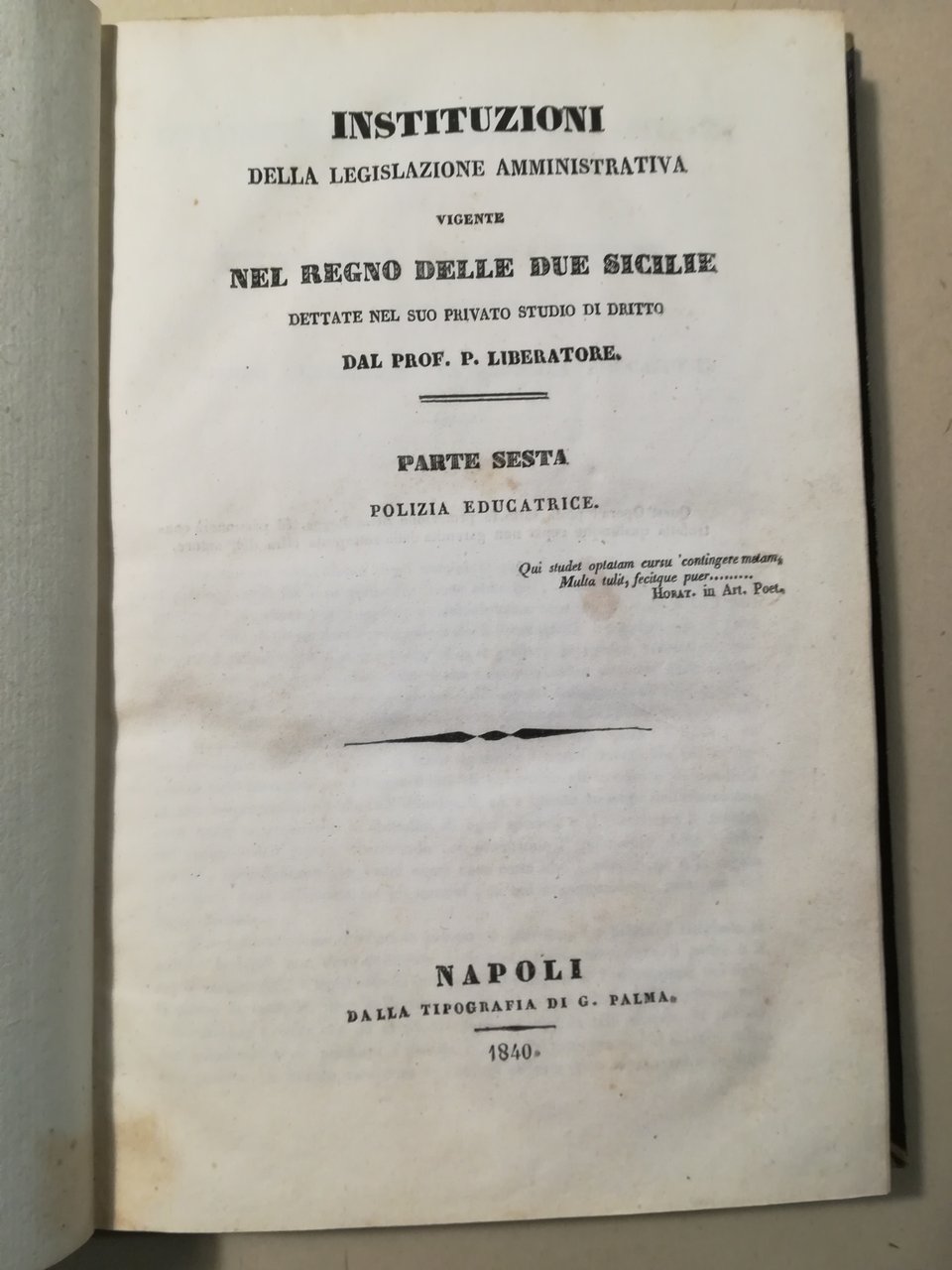 Instituzioni della legislazione amministrativa vigente nel Regno delle Due Sicilie … | Immagine principale