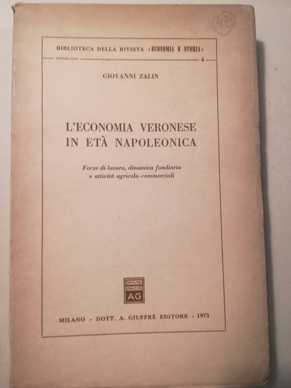 L'economia veronese in età napoleonica. Forze di lavoro, dinamica fondiaria … | Immagine principale
