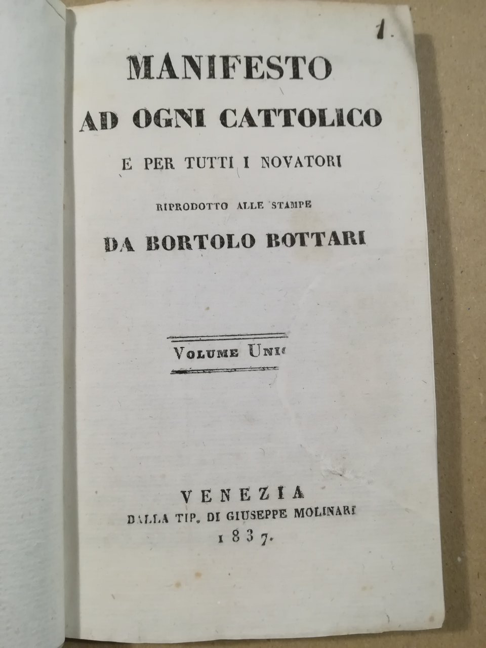 Manifesto ad ogni Cattolico e per tutti i Novatori riprodotto … | Immagine principale