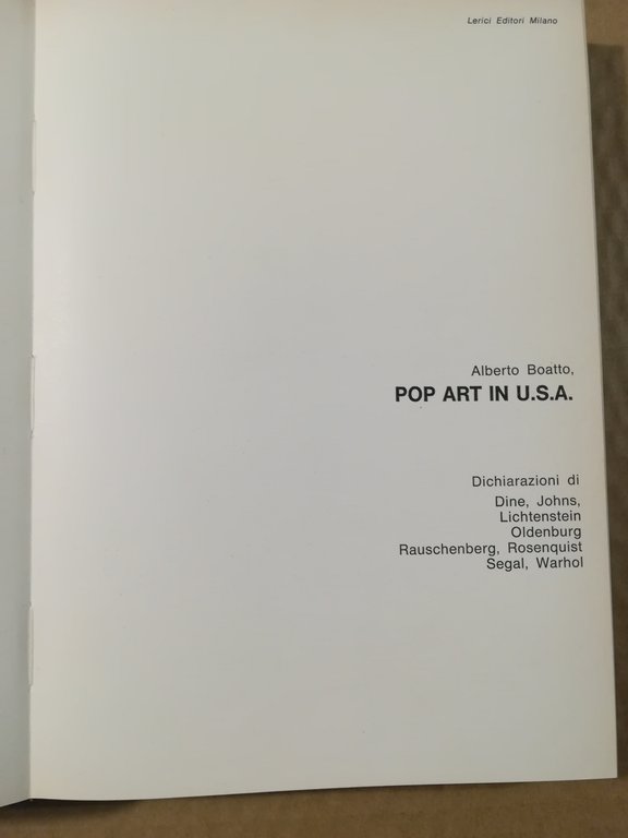 Pop Art in U.S.A. Dichiarazioni di Dine, Johns, Lichtenstein, Oldenburg, … | Immagine Gallery 2