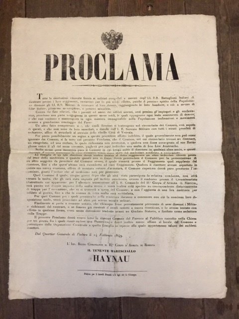 Proclama. Tutte le esortazioni emanate finora ai militari congedati e …