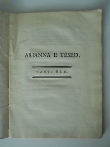 CRISTOFORO BOCCELLA ARIANNA E TESEO LUCCA PRESSO FRANCESCO BONSIGNORI 1783